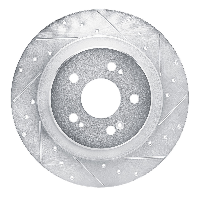 Acura MDX Brake Rotor (1) - Rear Right - R1 Concepts - Drilled & Slotted - Silver - `22-`26